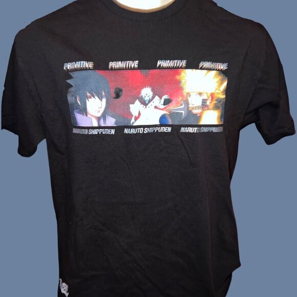 Anime Primitive x Naruto Shippuden Final Fight Black T-Shirt Size Medium #76 - Picture 2 of 4